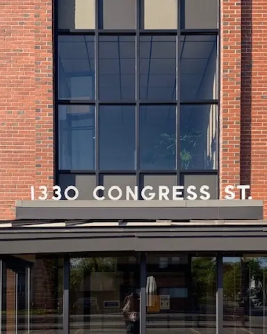 The entrance to 1330 Congress Street in Portland, Maine, home of 1330 Dental Associates.